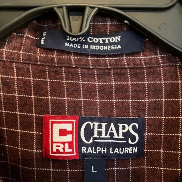 Men's Chaps Ralph Lauren flannel shirt. Size L. Wine/cream - Picture 2 of 3